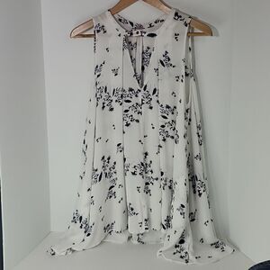 Free People Swing White Blue Floral Tunic Tank Dress Size S